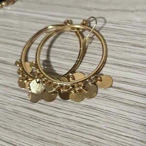 Elegant Gold Disc Hoop Earrings